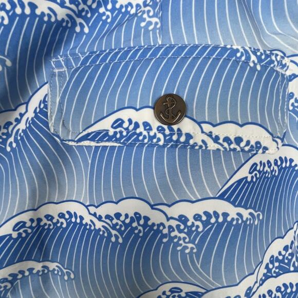 Retromarine New York Men's Board Shorts Size 36 Blue Wave Print, Mesh Lined, Zip - Picture 6 of 9